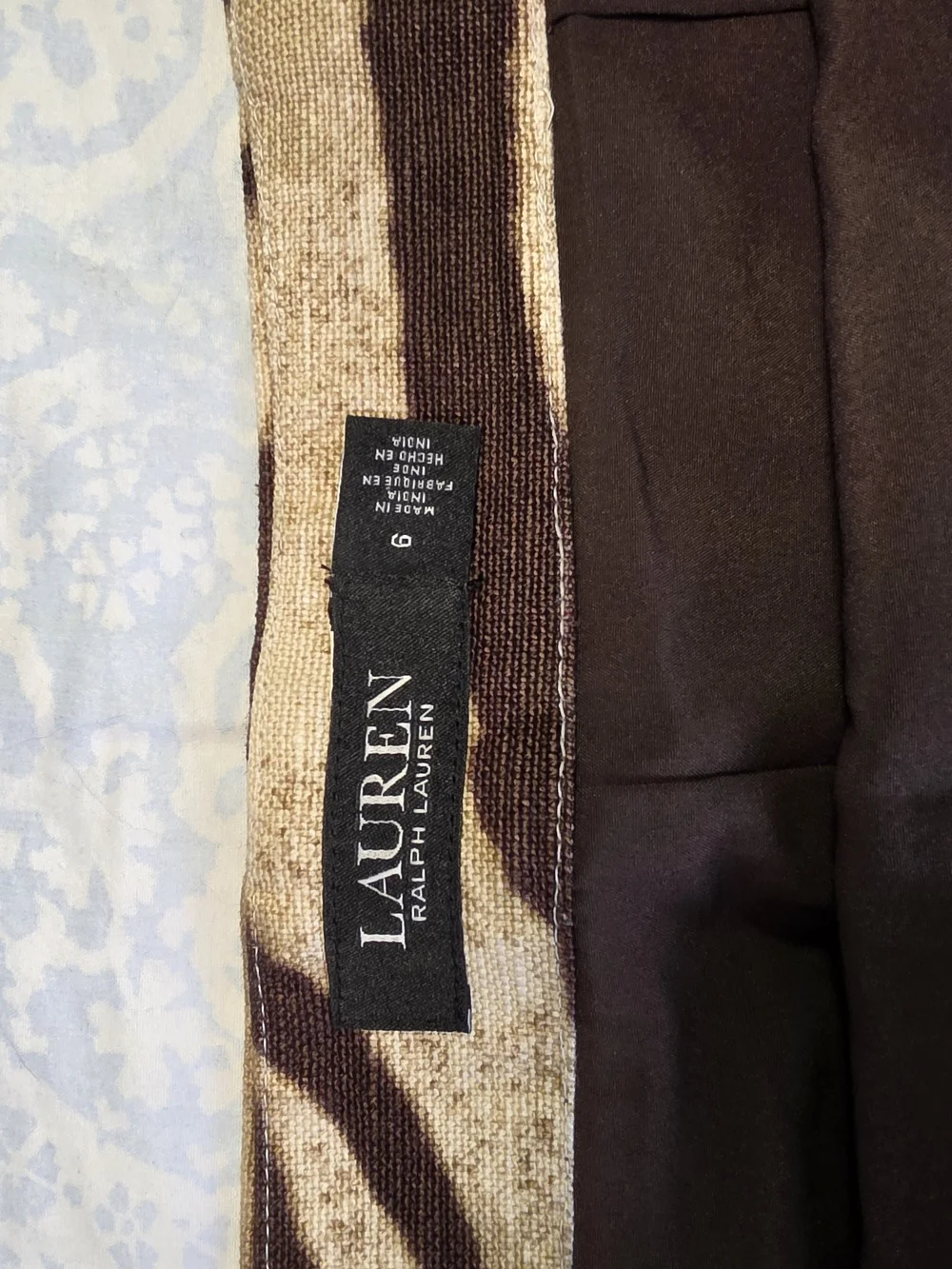 Ralph Lauren Beige and Brown Zebra-Print Pencil Skirt